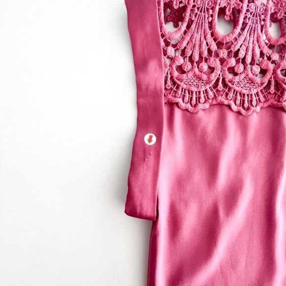 Express Blouse Lace Top Pink Front Zip V-Neck Sleeveless Women's S - Picture 7 of 7